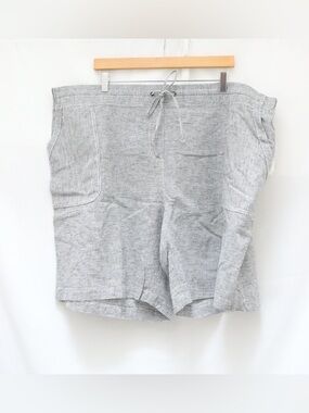 NWT Talbots Plus Size 9 in Shorts Linen Cotton 24W grey resort beach pinstripe